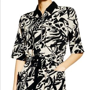 Topshop Front Zip Midi Shirtdress Size 6 Petite